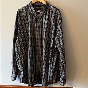 Basic Editions Black and White Plaid Button-Down Shirt